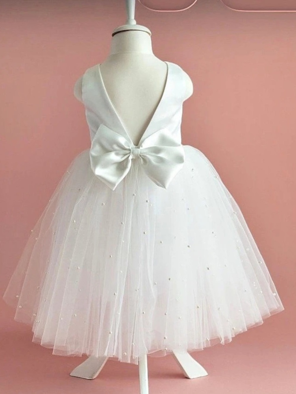 White Formal Bow Dress Like New
